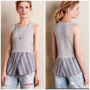 Anthropologie Sunday in Brooklyn Striped Sweatshirt Tank Grey Blue Size XS